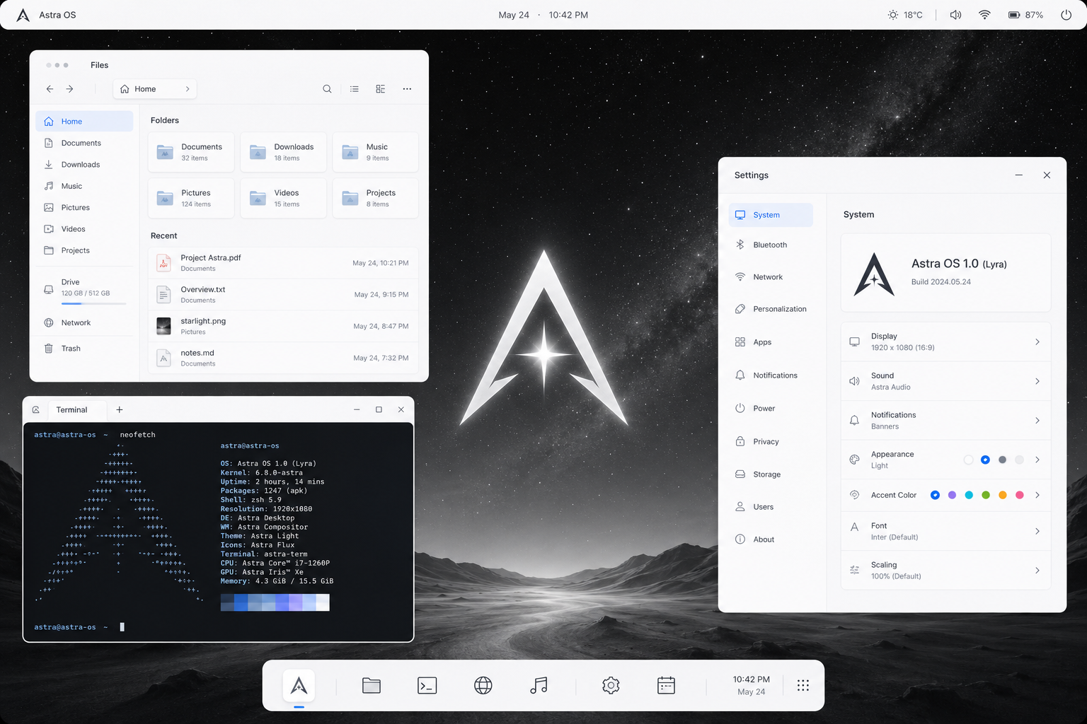 Astra desktop preview enlarged