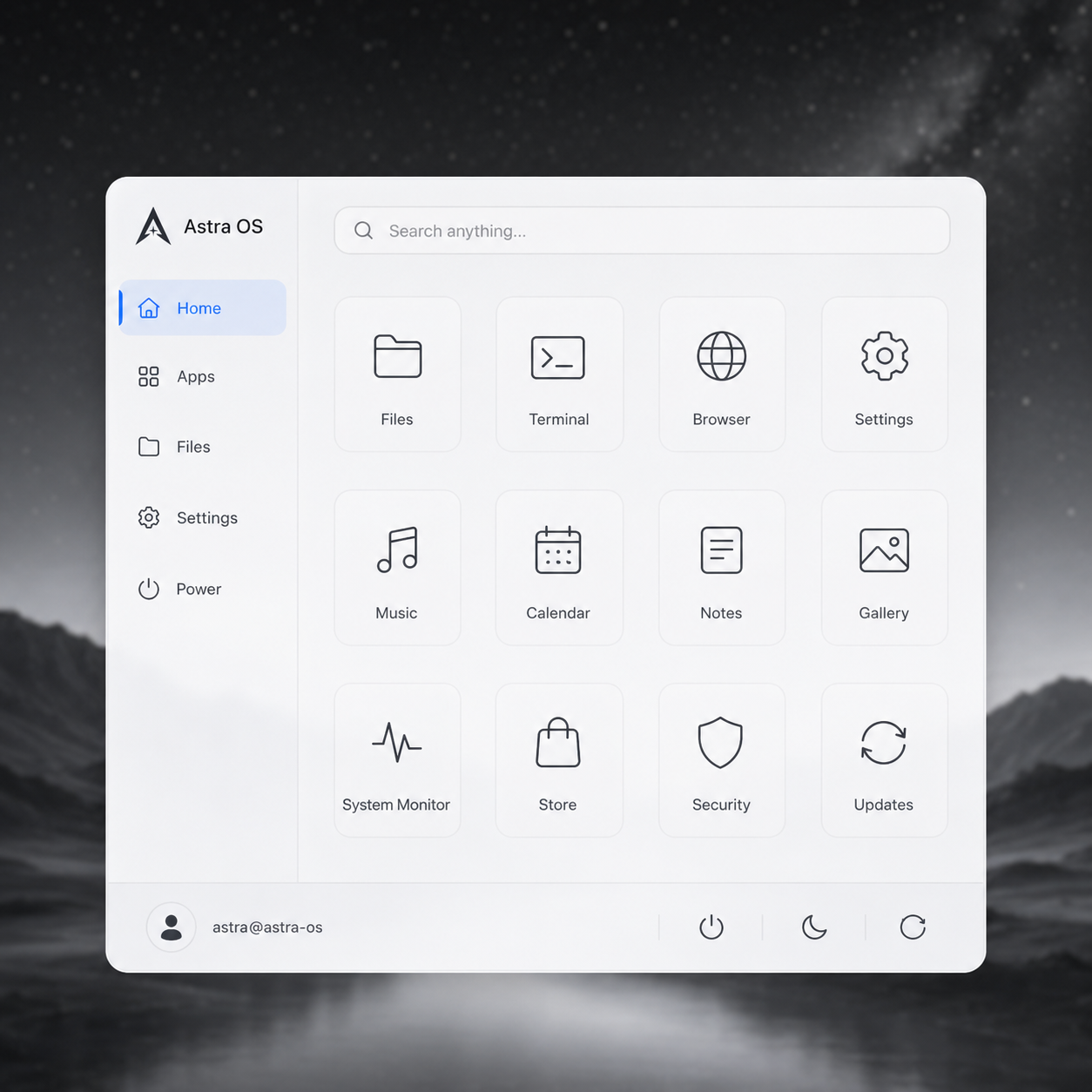 Astra start menu